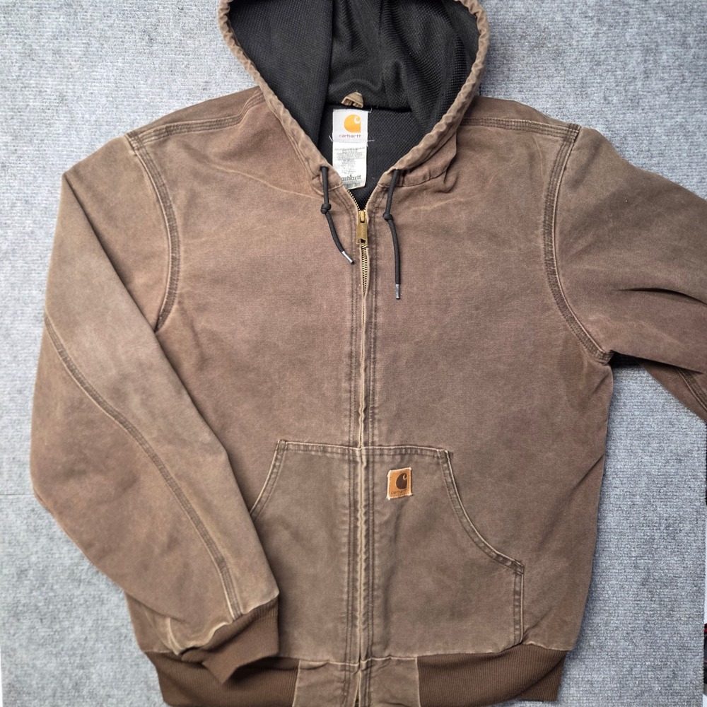 Carhartt J25 CHT Sandstone Active Jacket Chestnut Brown Mens Medium Hooded Duck